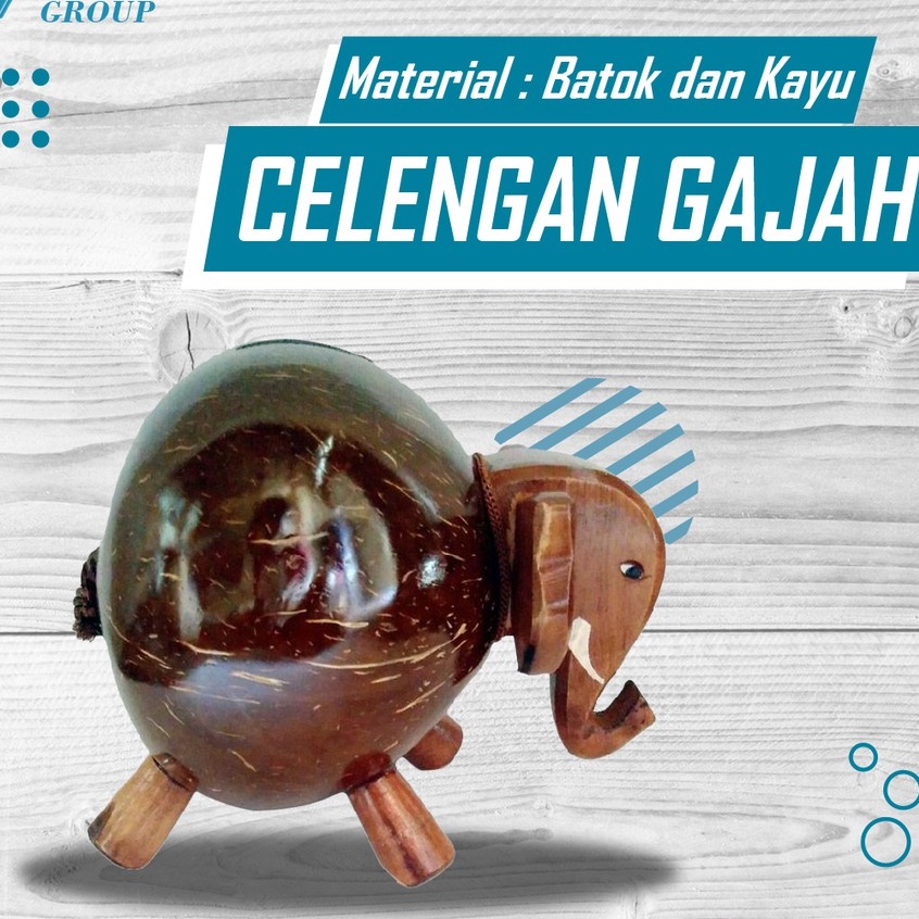 CELENGAN DAN TABUNGAN BATOK BENTUK HEWAN GAJAH CANTIK 18x20x15 cm - DEKORASI PAJANGAN RUMAH