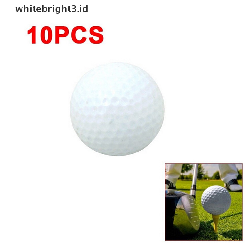 (whitebright3.id) 10pcs Bola Golf Bahan Busa PU Warna Putih Untuk Latihan Indoor / Outdoor