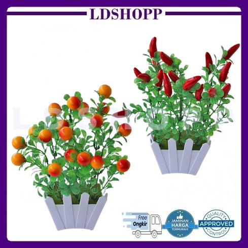 LDS Pot46 Tanaman Buah Plastik Bunga Dekorasi Rumah Buah Import Murah
