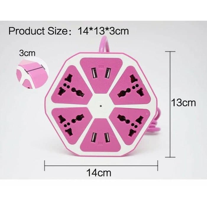 COLOKAN LISTRIK/Soket Listrik 4 USB Hexagon/STOP KONTAK HEXAGONAL WARNA RANDOM