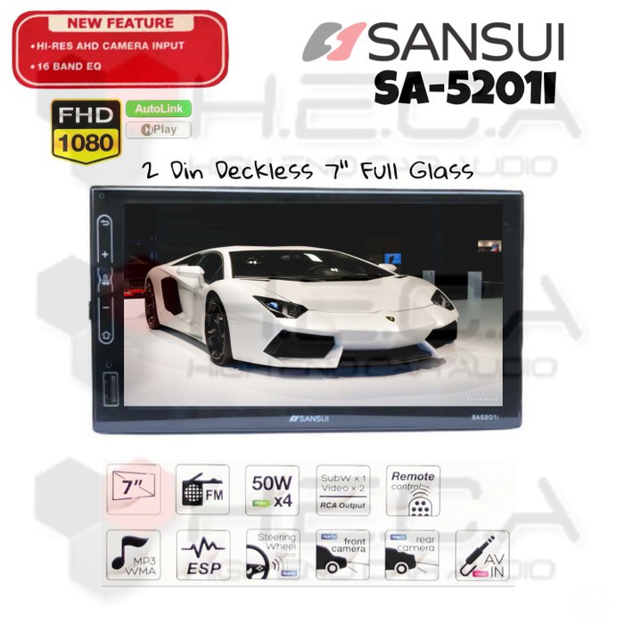 SANSUI SA-5201i Deckless SA5201i Mirrorlink Head Unit AutoLink iPlay Tape Double din Audio Mobil