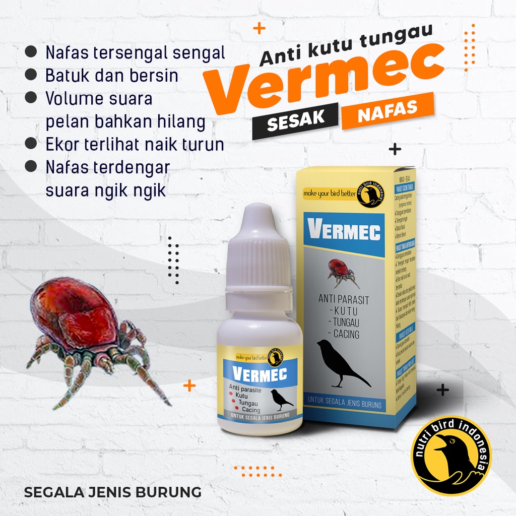 VERMEC  Obat Burung Sesak Nafas,Suara Serak dan Suara Menghilang