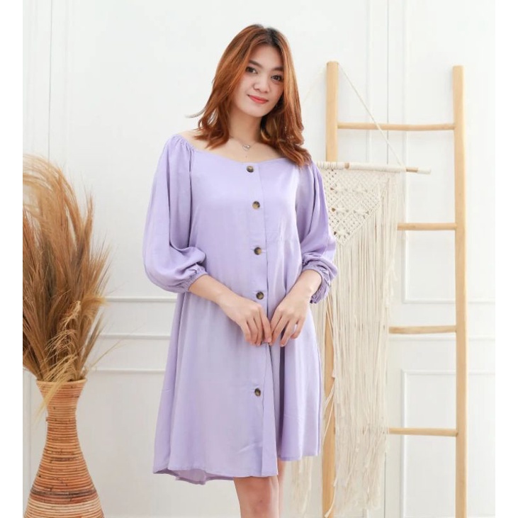 ERISKA DRESS - DRESS WANITA POLOSAN CASUAL