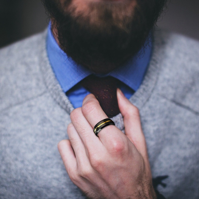 Fancyqube Cincin Bahan Stainless Steel Warna Hitam Matte Ukuran 8mm Untuk Pria