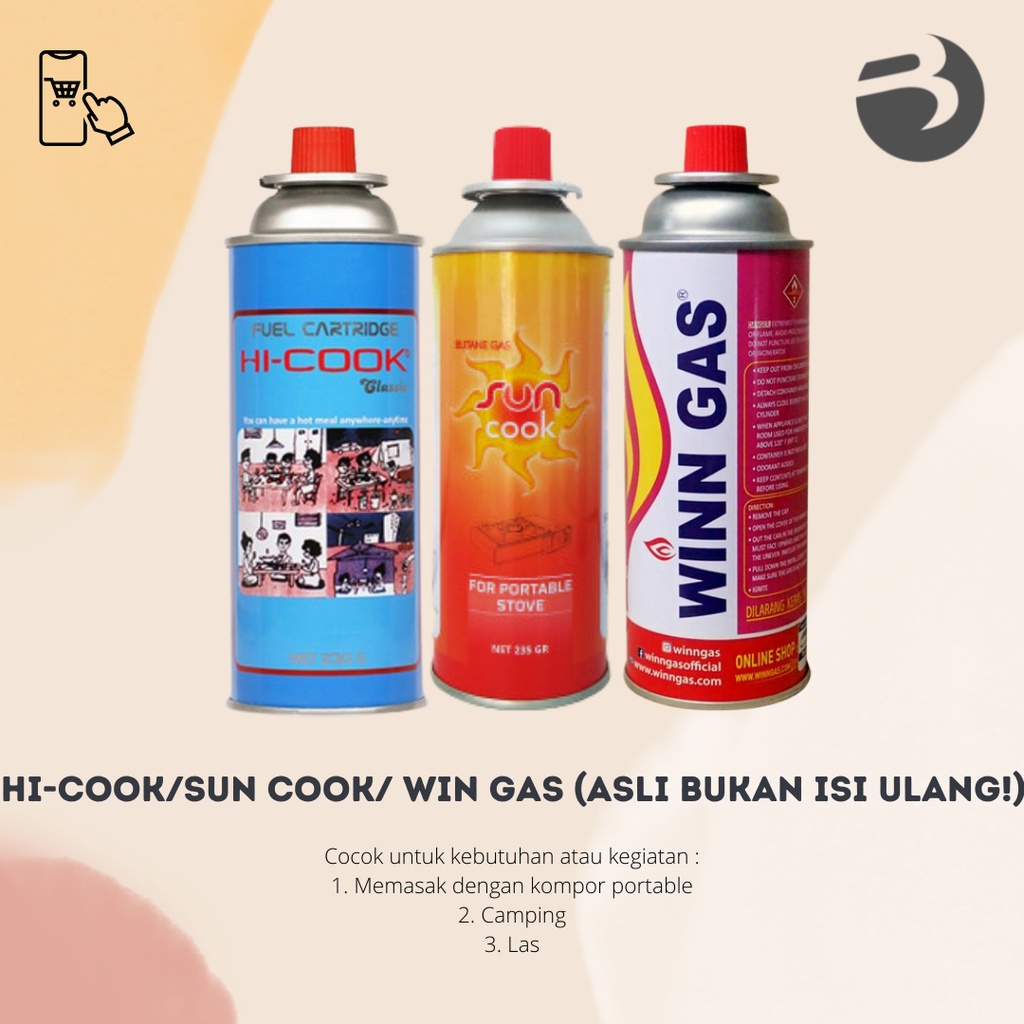 GAS HI-COOK/SUN COOK/WIN GAS (GAS MINI |GAS KOMPOR PORTABLE |GAS LAS |GAS KALENG)