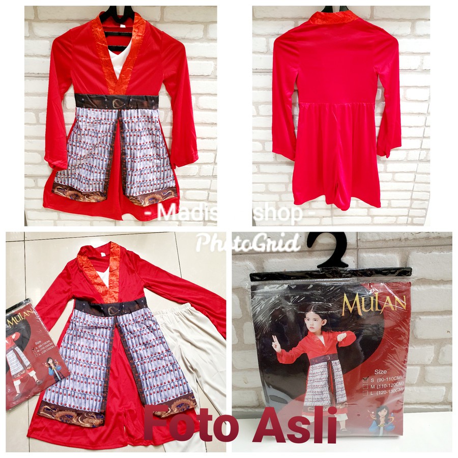 Kostum Mulan Disney Princess Murah Baju Pesta Pentas Kungfu Halloween