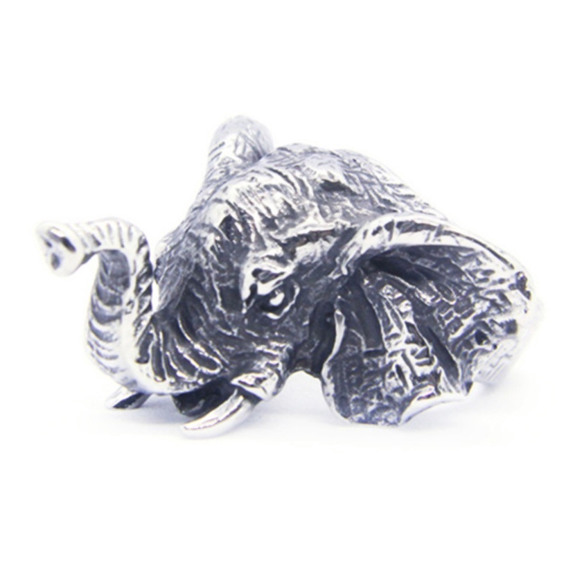 Cincin Stainless Steel 316L Motif Gajah Warna Gold / Silver untuk Pria