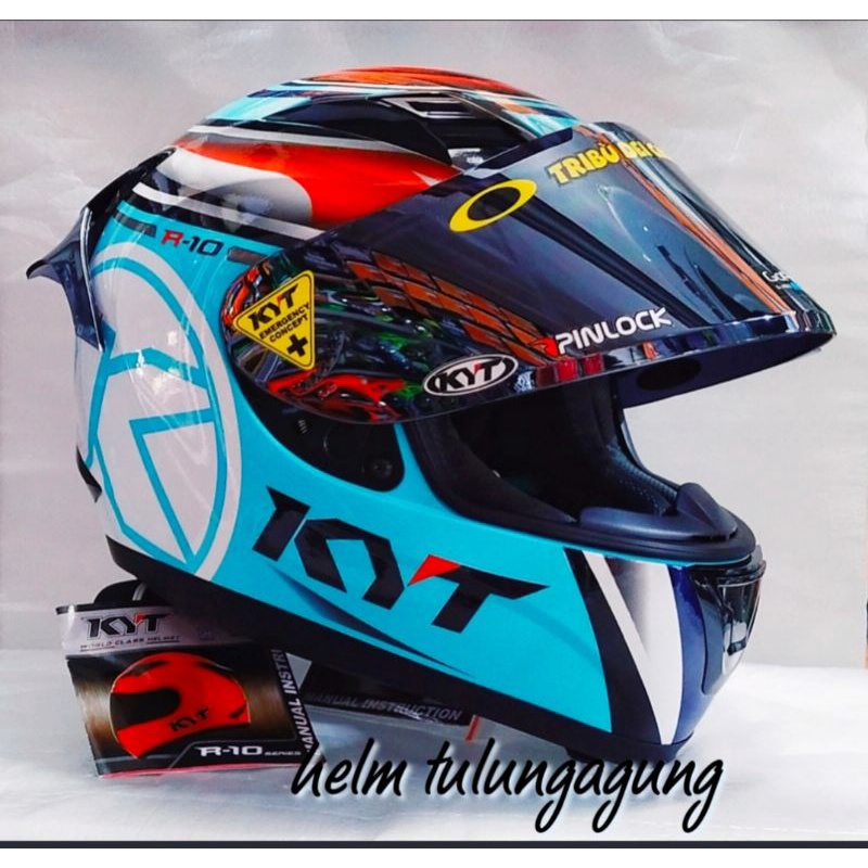 KYT R10 PAKET GANTENG SPESIAL EDITION SERIES EDITION#1AQUA BLUE/RED, KYT R10 WHITE RED