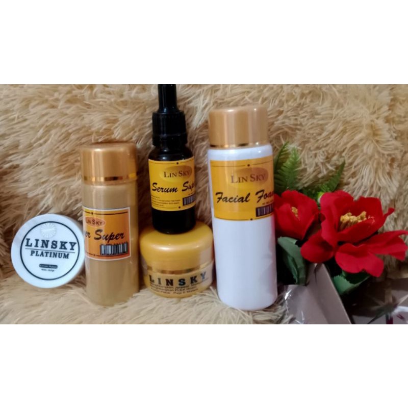 Linsky lengkap cream malam siang sabun toner serum