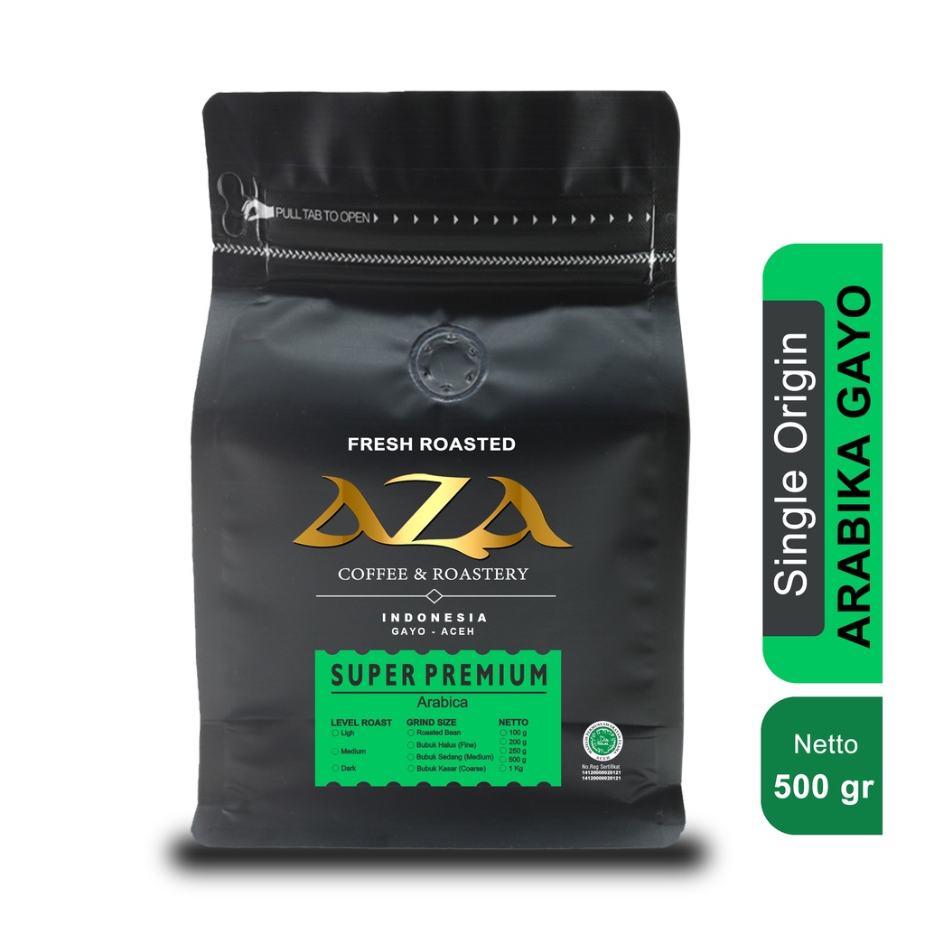

Kopi Premium Arabika Gayo Aceh 500g - Biji/Bubuk - AZA Coffee and Roastery