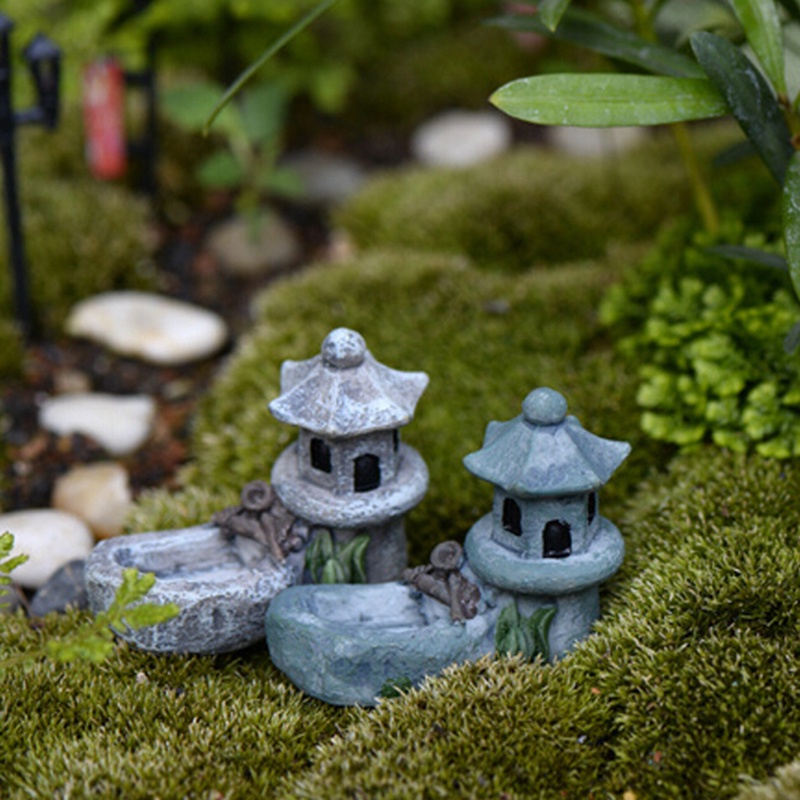 Miniatur Kolam Menara Bahan Resin Gaya Retro Untuk Taman