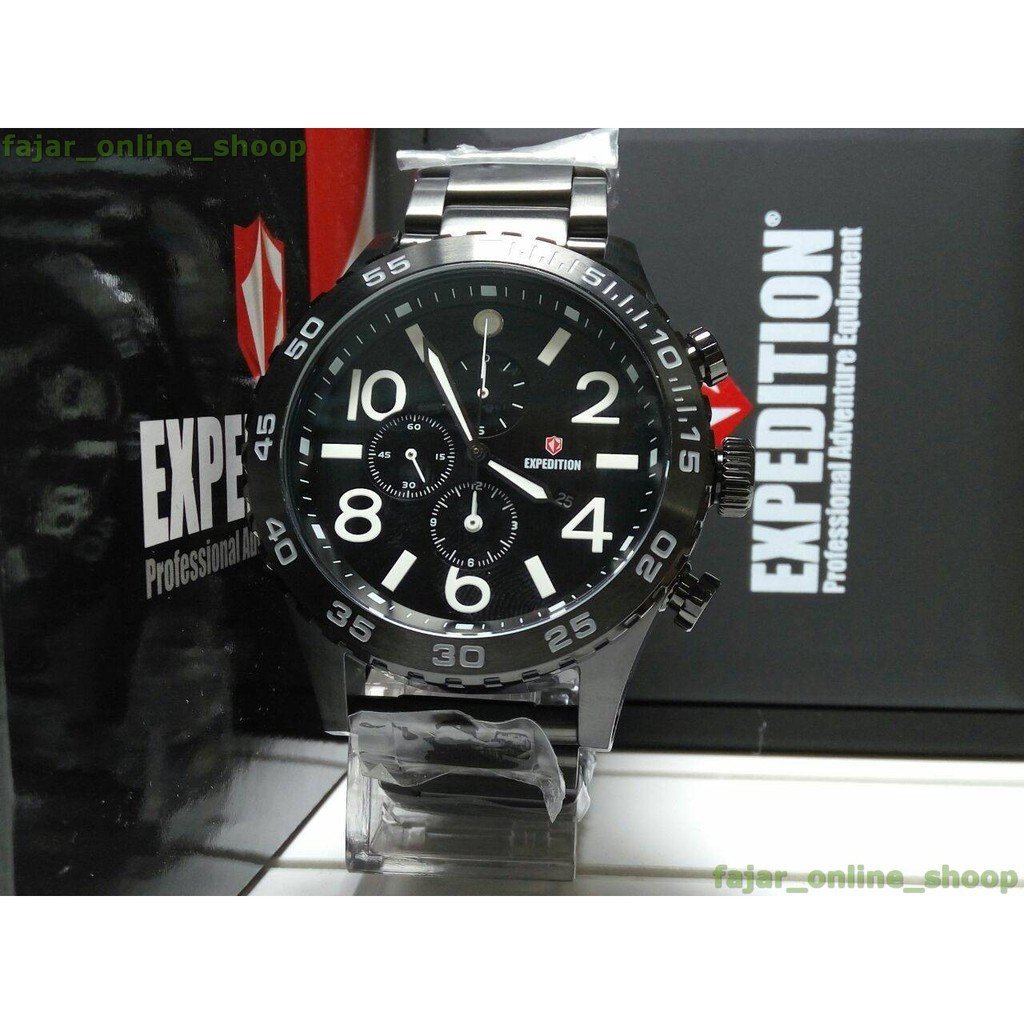 Jam Tangan Expedition Pria E 6387M Black White Original