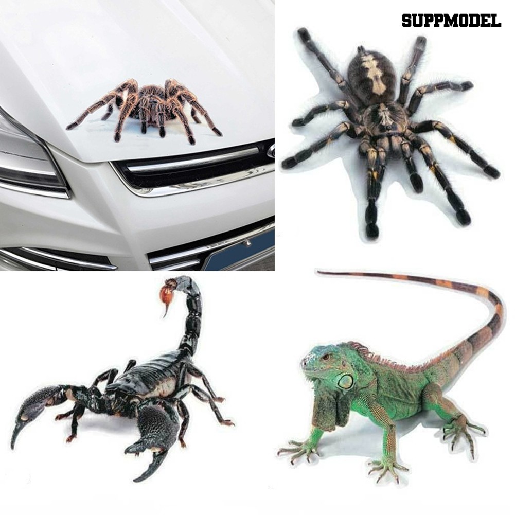 Supmodel Sticker Decal Dekorasi Kaca Jendela Dan Bumper Mobil Motif Gambar Spider Lizard Scorpion 3d