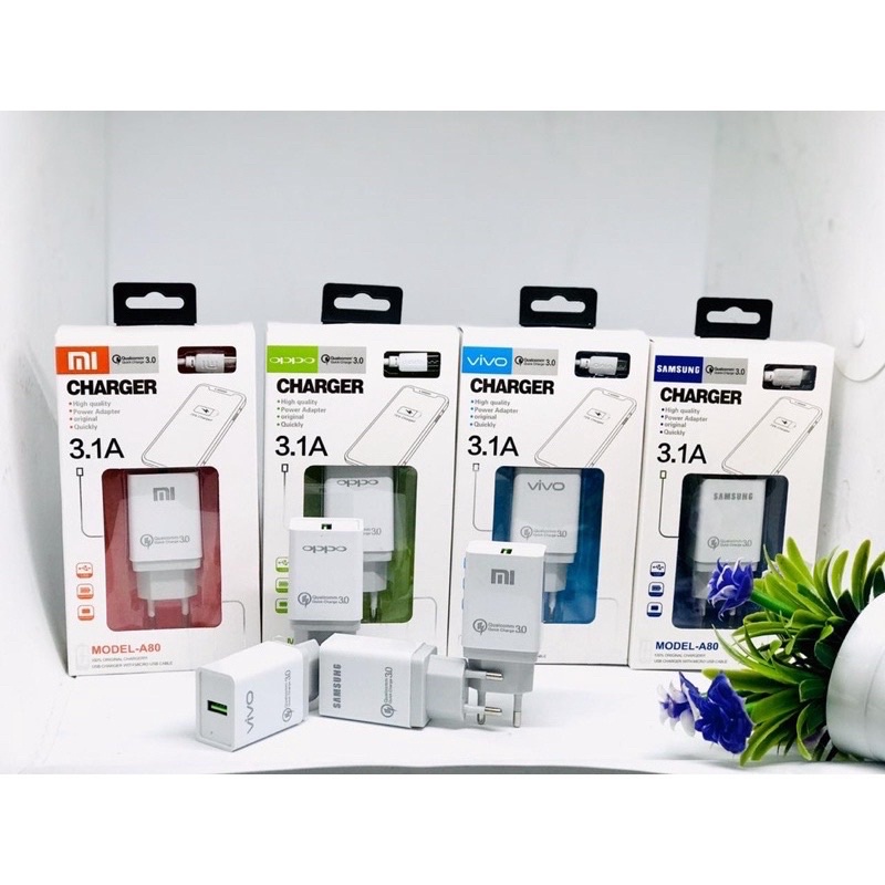 Charger 3A / Charger 1USB Fast Charging Qualcomm Quick Charge 3.1A MICRO USB BRANDED By Sen Charger Termurah Terlaris