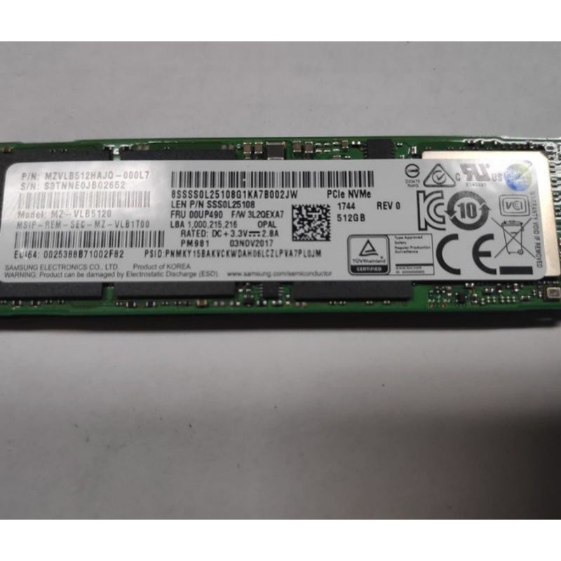 SSD samsung pcie-NVMe M.2 512 Gb