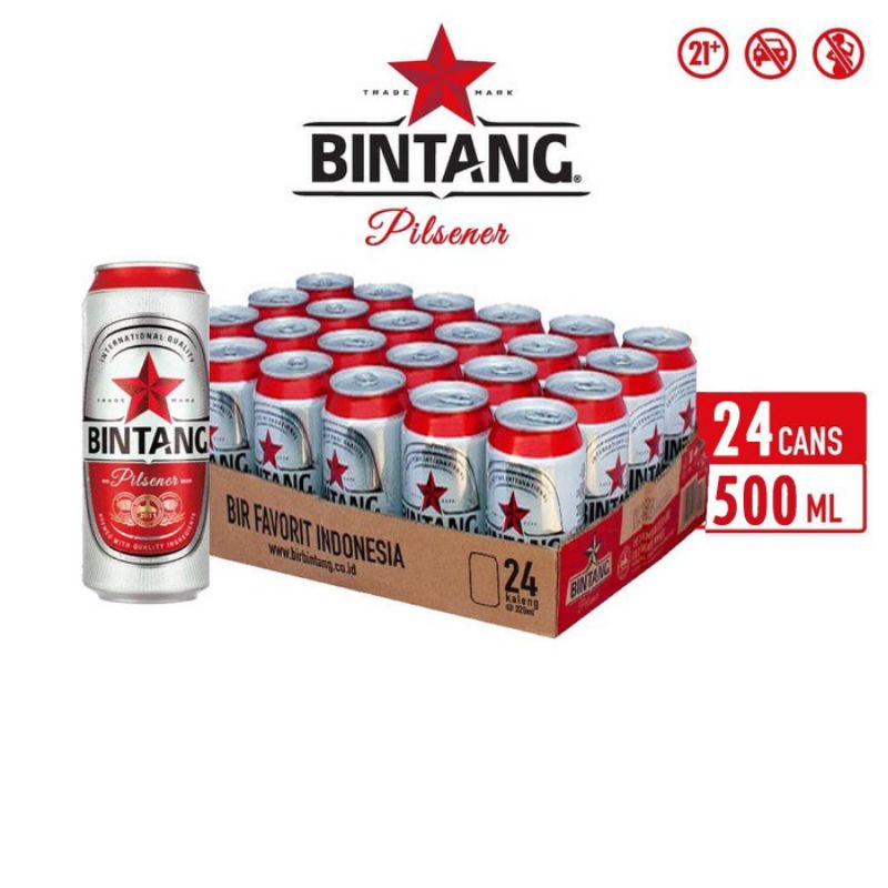Bir Bintang Pilsener can 500 ml Beer bintang kaleng  Bintang can 500ml Bintang pilsener can