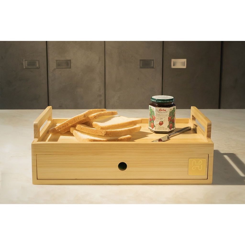 TAKA TRAY | NAMPAN KAYU DENGAN LACI | TRAY NAMPAN | TRAY KAYU PINUS | TRAY KAYU