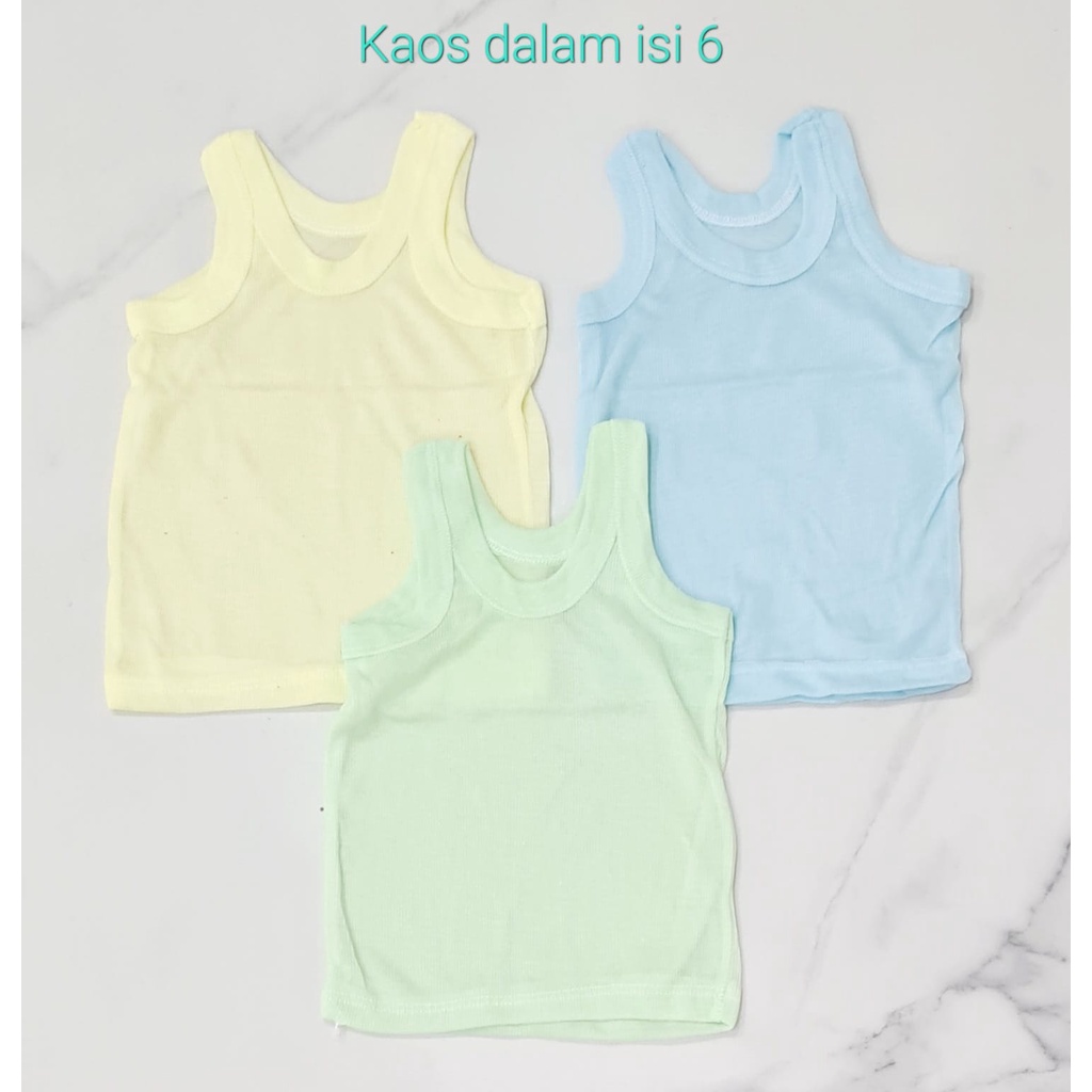 6 pcs kaos dalam warna bayi perempuan laki-laki KD-03