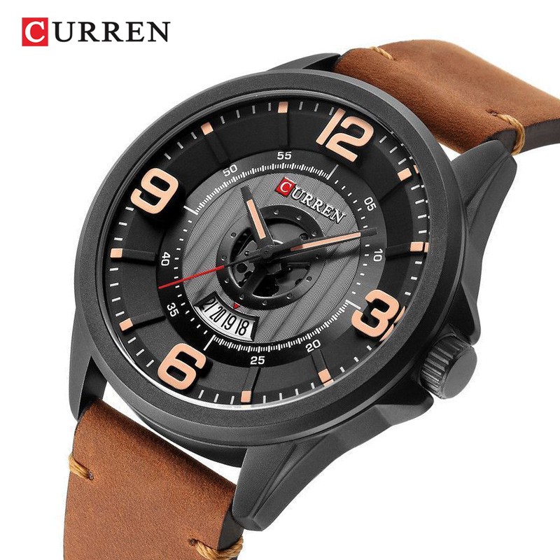 CURREN 8305 Jam Tangan Pria Analog Tali Kulit Chronograph Aktif WATCHKITE WKOS