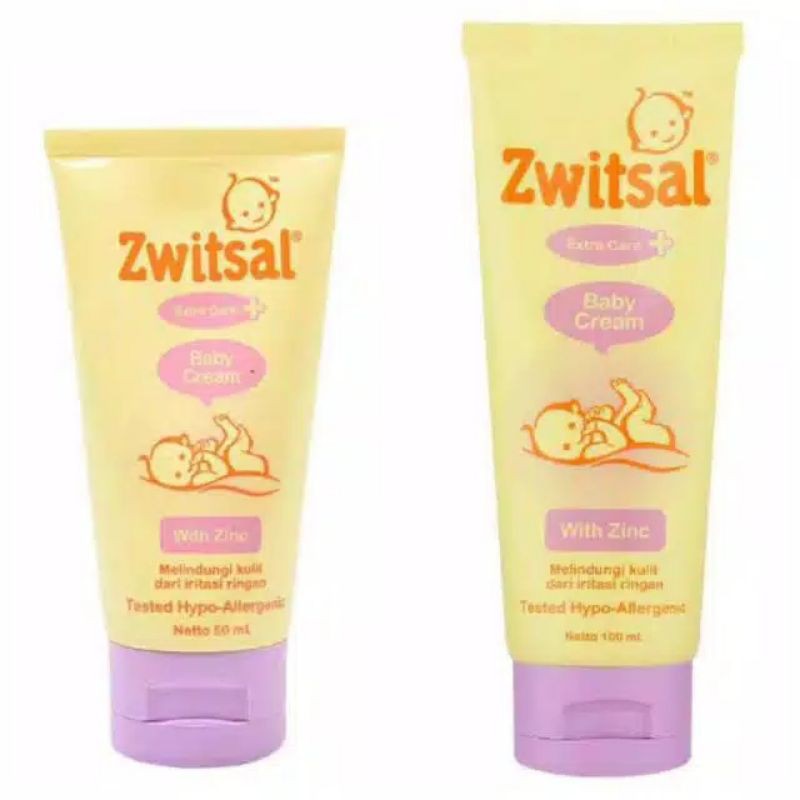 Zwitsal baby cream extra care with zinc 50g/100g geser gambar samping (kemasan baru)