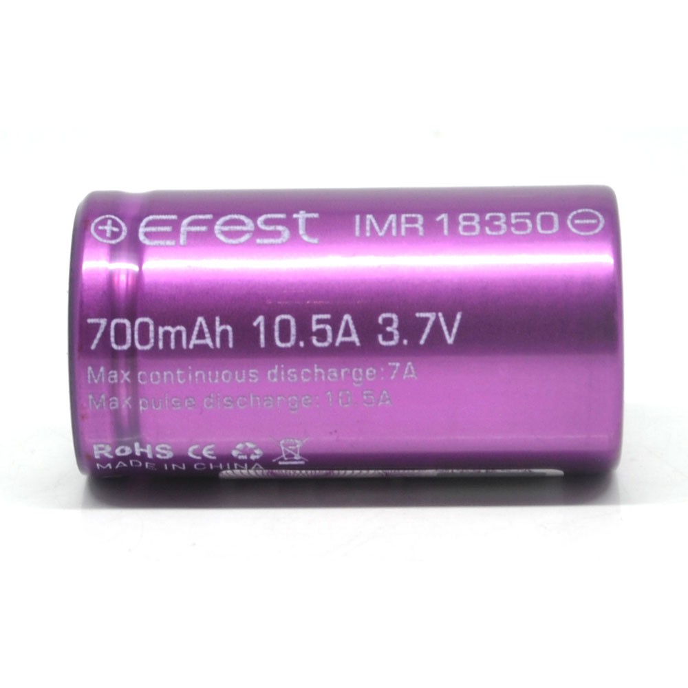 Efest IMR 18350 Battery 700mAh 3.7V 10.5A with Flat Top - Purple