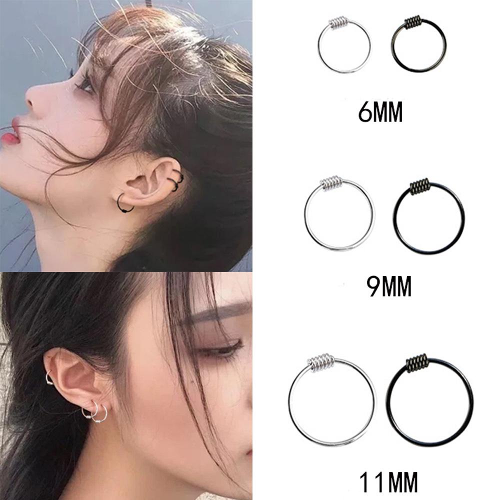 Agustinina Anting Hoop Wanita 11 mm Trendi Pria Temperamen Unisex Telinga Tulang Cincin