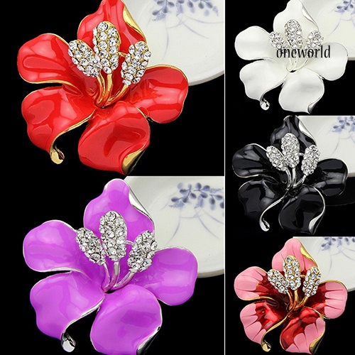 OW@ Bridal Wedding Jewelry Rhinestone Lily Flower Scarf Brooch Pin Lady Party Gift