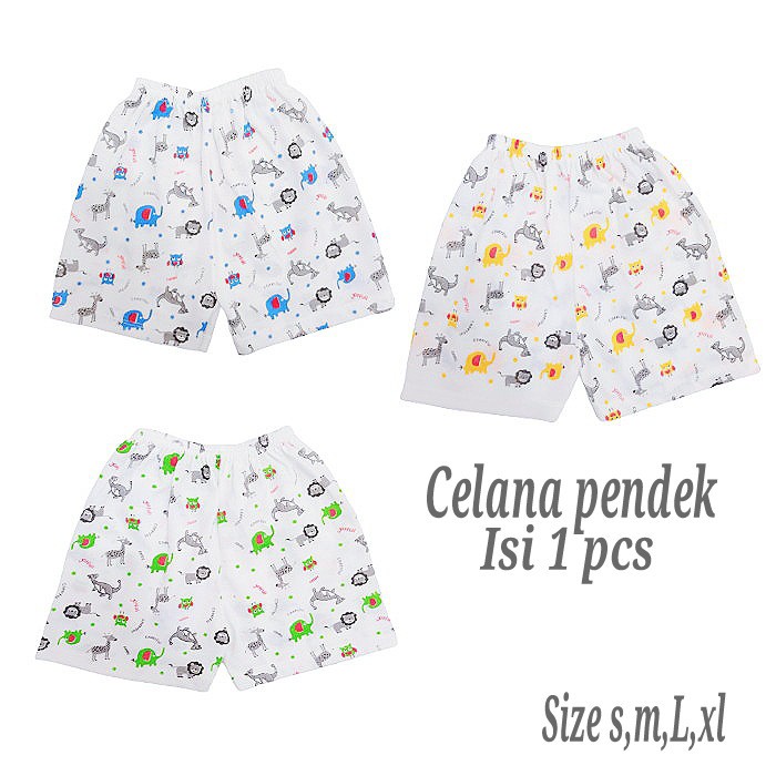 |1PCS| Celana Bayi Pendek Putih Print Size S,M,L,XL