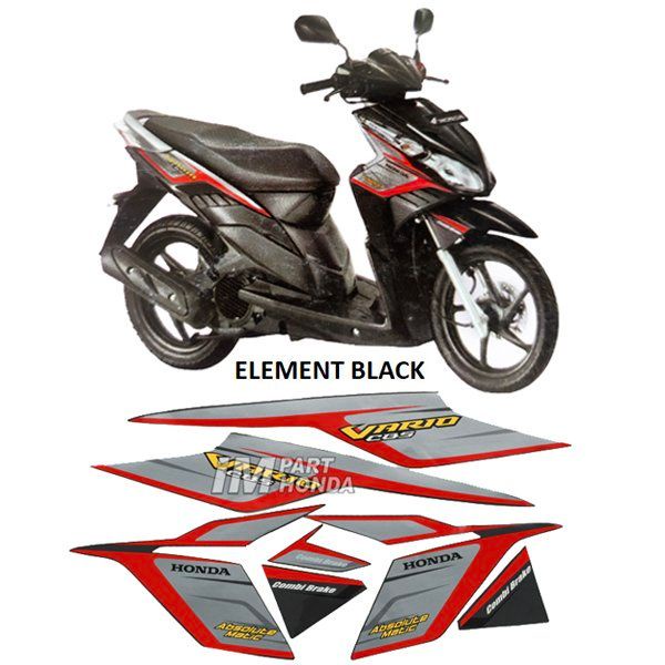 Stiker Vario Techno 110 Karbu CBS 2009 Hitam Element Black