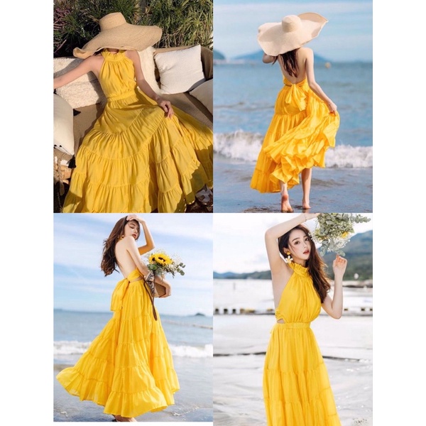 Bali Beach Dress Pantai Yellow Maxi Dress
