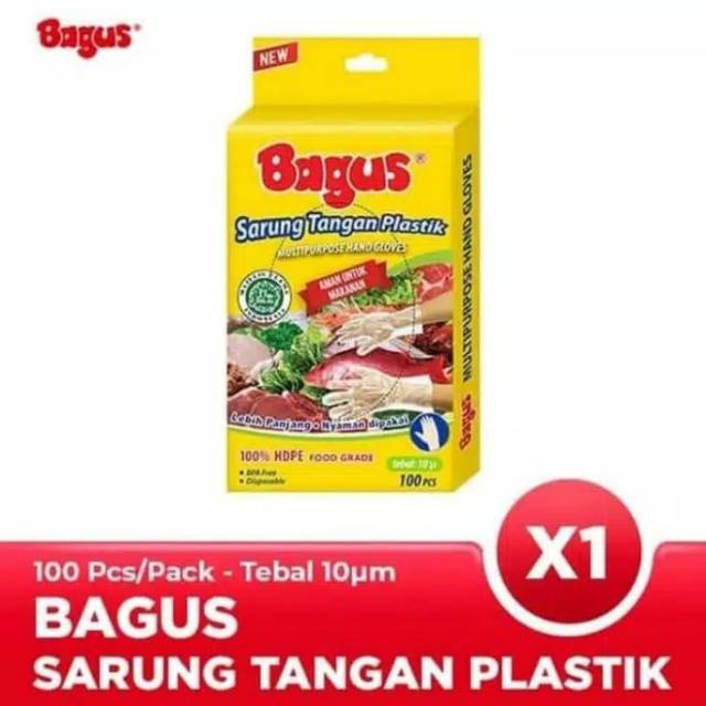 Bagus sarung tangan plastik 10m 100pcs