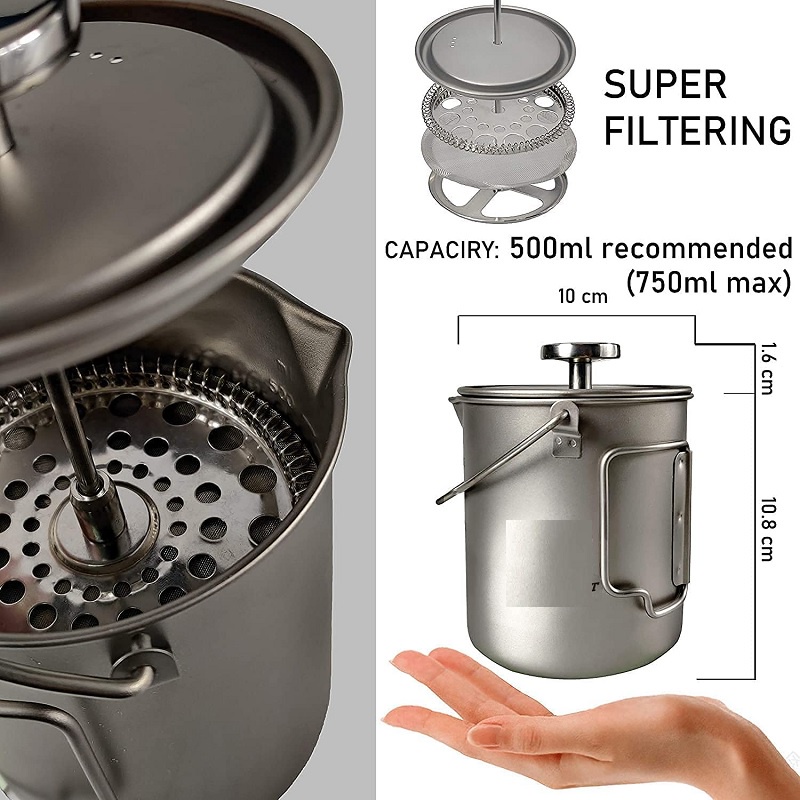 Titanium Camping Coffee Pot - Gelas Camping Multifungsi Titanium 750ml