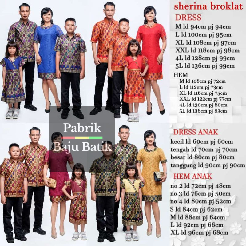 Pabrik Baju Batik Sherina Brokat Dress Kemeja Couple Pria Wanita Anak Keluarga Seragam Kondangan
