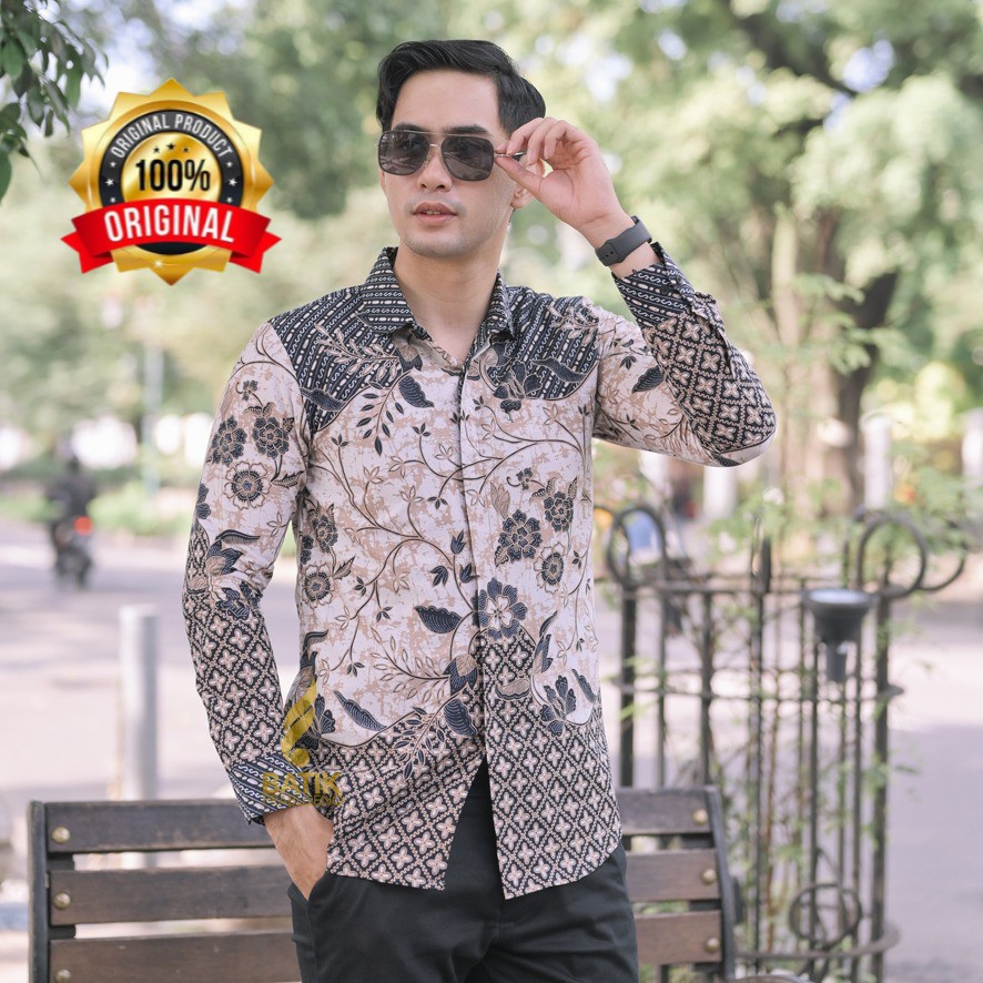 Batik Prabuseno Motif KHARISMA Prabuseno Kemeja Batik Pria Lengan Panjang Slimfit Modern Baju Hem At