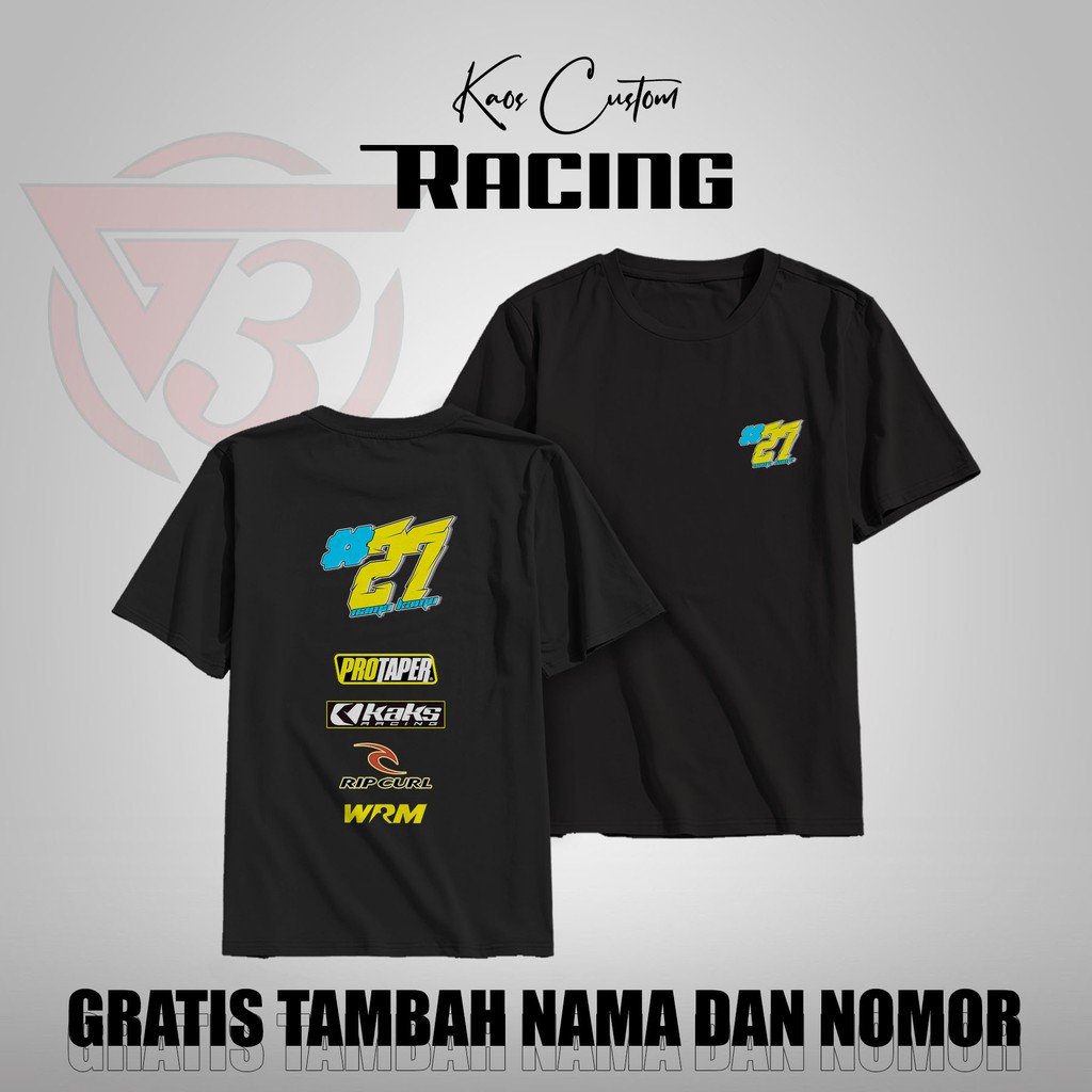 (G-74) Baju Kaos Racing Team Custom Request Bisa Tambah Nama dan Nomor Start Suka Suka Full Sponsor 