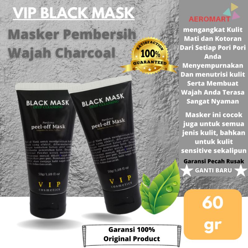 [COD] VIP Cosmetics Black Mask Deep Cleansing dengan Charcoal Powder Membantu Mencerahkan Wajah Kusam - BPOM 50 Gram