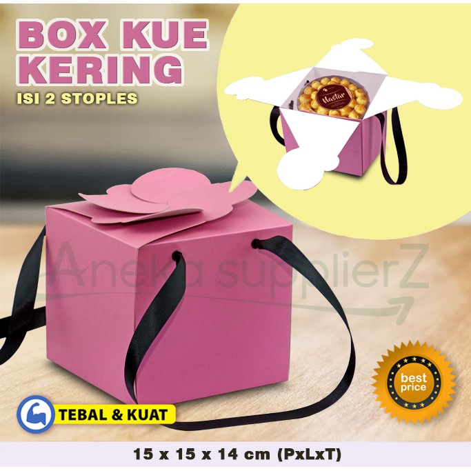 Kotak Box Dus Kue Kering PINK - Isi 2 Toples (3 pcs)