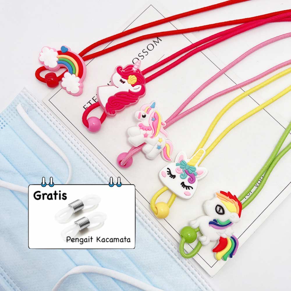 Tali Strap [ Biru Muda ] Unicorn Earhook Kacamata &amp; Masker Anak dan Dewasa - Penahan Anti Jatuh - Spandex - TL8095