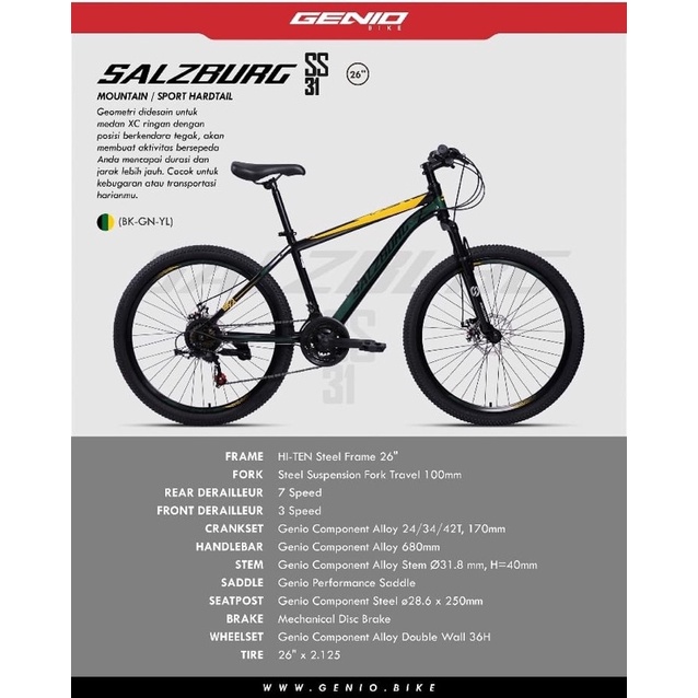 Sepeda MTB 26 inch Genio Salzburg SS-31 Terbaru