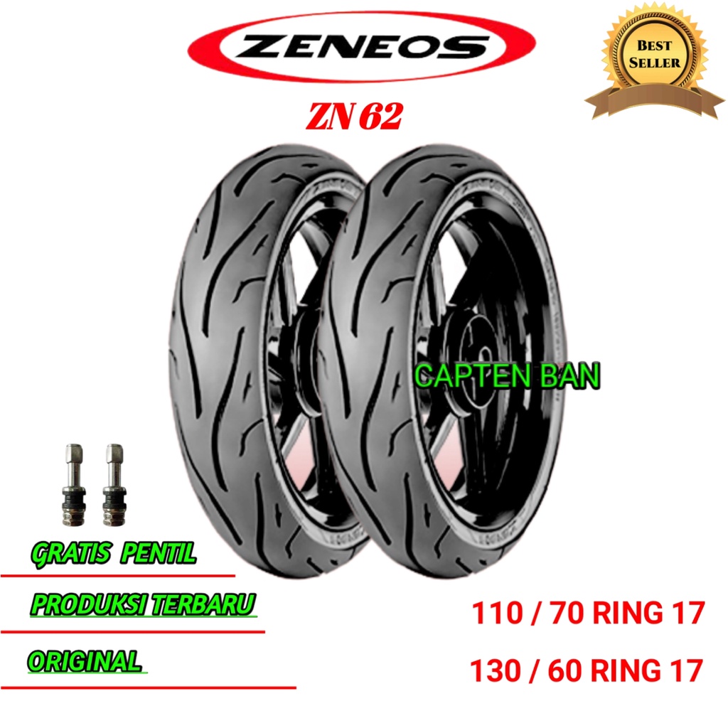 Sepasang Ban Motor MOGE (Motor Batangan) // ZENEOS ZN62 110/70 - 130/60 Ring 17 Tubeless