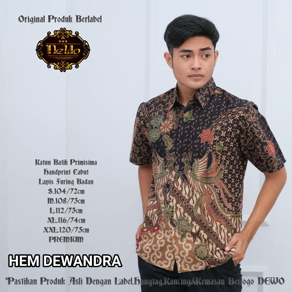 Kemeja Batik Solo  by Butik Batik Solo bahan katun kode KEMEJA BATIK LENGAN PENDEK DEWANDRA