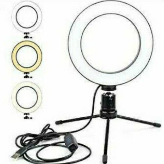 Tripod Lampu Selfie 16CM / Ring Light ED 6 INCHI Free Tripod Besi