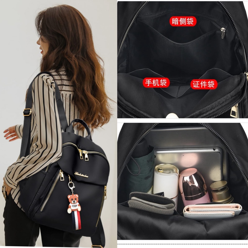 TAS RANSEL WANITA BACKPACK KOREA ANTI AIR HITAM GENDONG PUNGGUNG SEKOLAH KULIAH KERJA TA602B5 RAMASA IMPORT CEWEK REMAJA KEKINIAN MINI PREMIUM BATAM