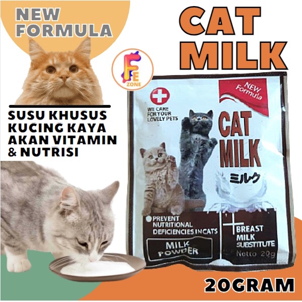 Susu Kucing Cat Milk 20gr | Susu Kitten Babycat 20 gr Milk replacer | Anak Kucing Murah CAT MILK Bebas Laktosa FEZONE