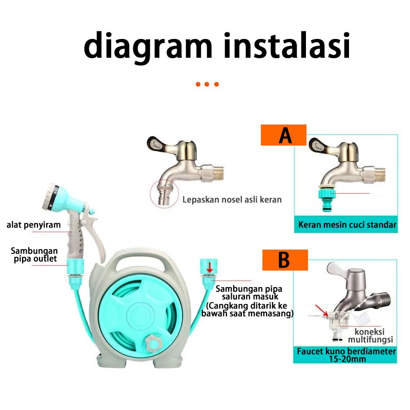 [COD] MICRO HOSE REEL SET + SELANG AIR 15 METER / SEMPROTAN GULUNG GULUNGAN SIRAM TAMAN KEBUN GARDEN TERAS GARASI