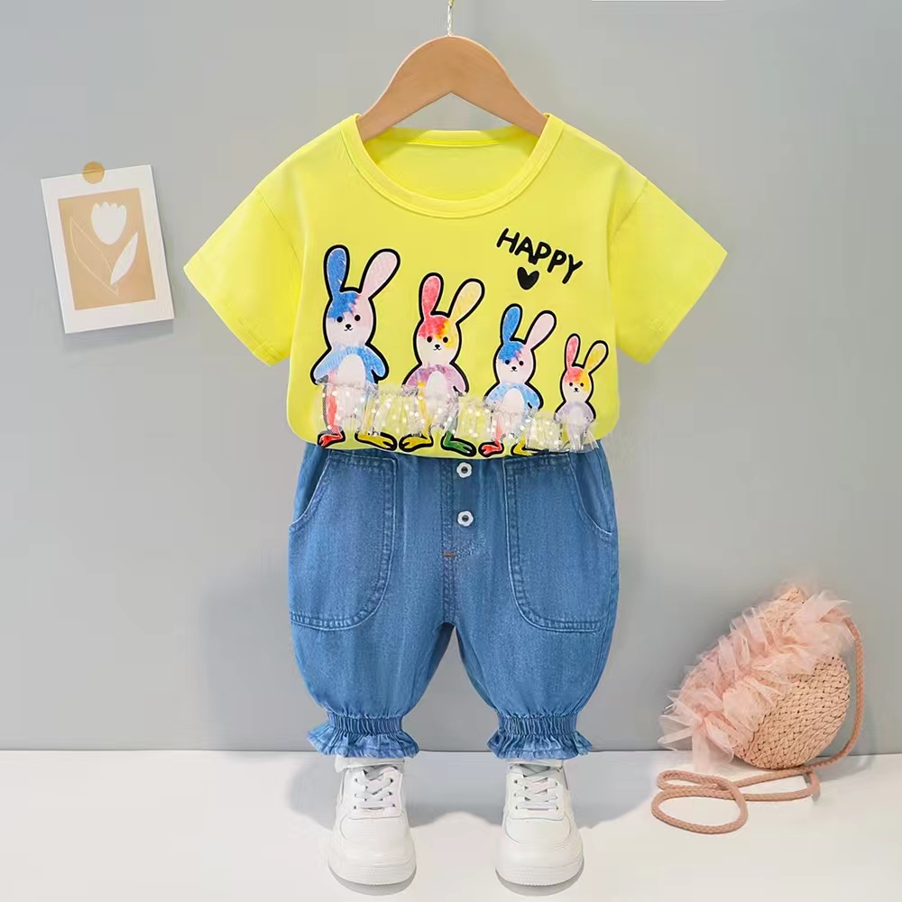 Setelan Jeans Anak Perempuan Uisa 1-4Th / Setelan Baju Anak Cewek Import / BAju Anak Perempuan Import Murah