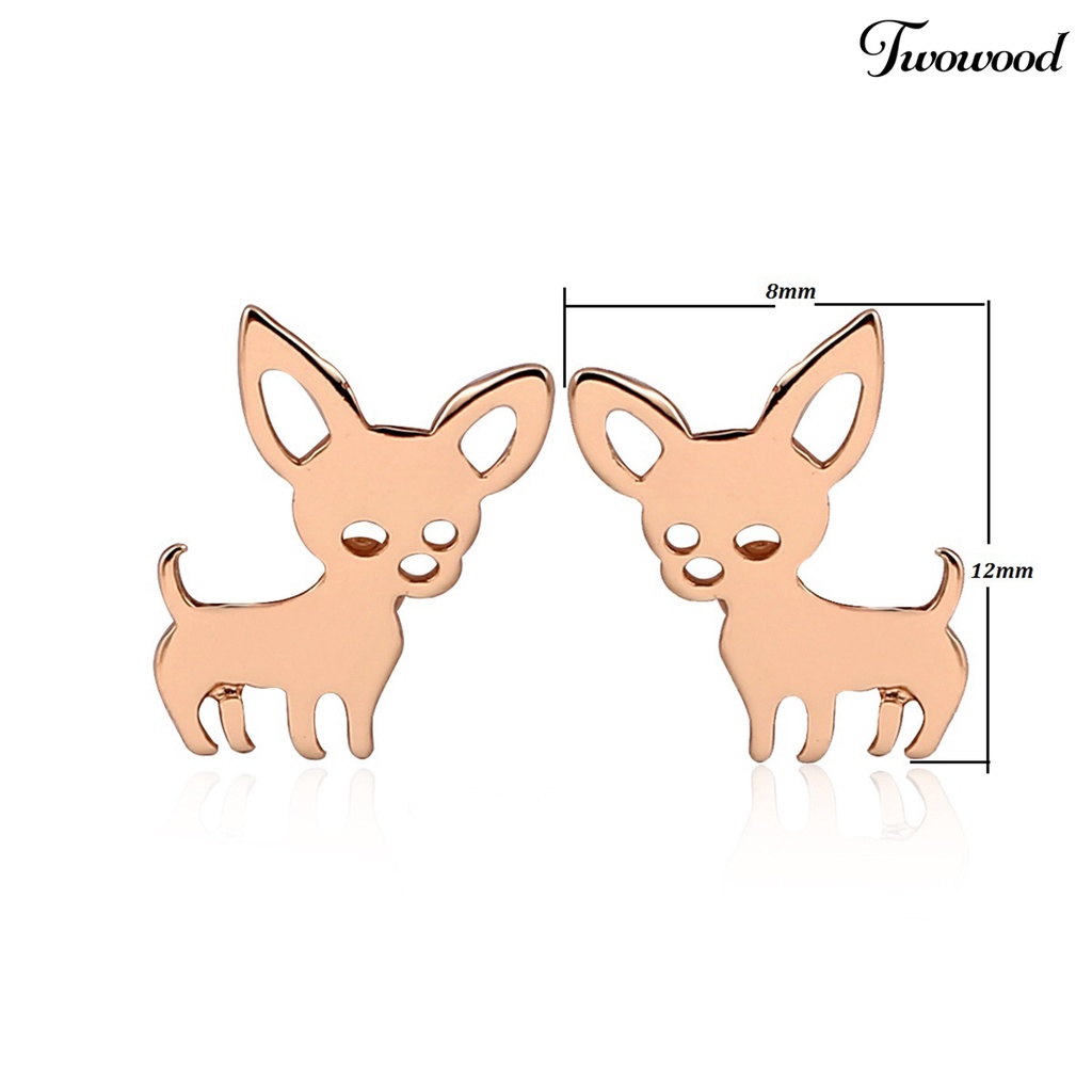 Twowood 1 Pair Stud Earrings Creative Hollow-out Stainless Steel Korean Style Cute Women Earrings for Daily Life