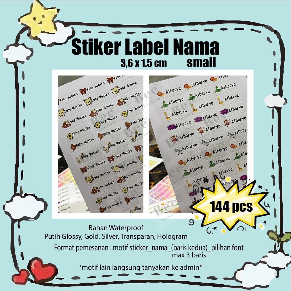 

STIKER LABEL NAMA ANAK WATERPROOF SMALL
