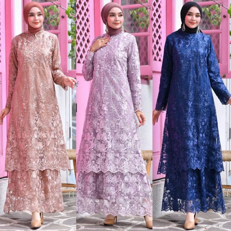 KEBAYA GAMIS TINGKAT FULL TILE MIX // BAJU GAMIS PESTA // FASHION MUSLIM WANITA