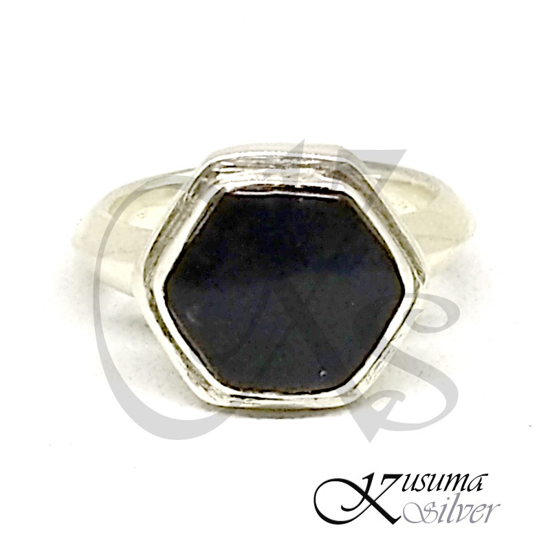Cincin Ring Perak Silver Bali Batu Onyx Hitam Segienam Asli 925 Pria Laki Wanita Keren Elegan Custom